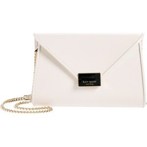 Kate Spade Anna Medium Leather Envelope Convertible Clutch Crossbody Parchment